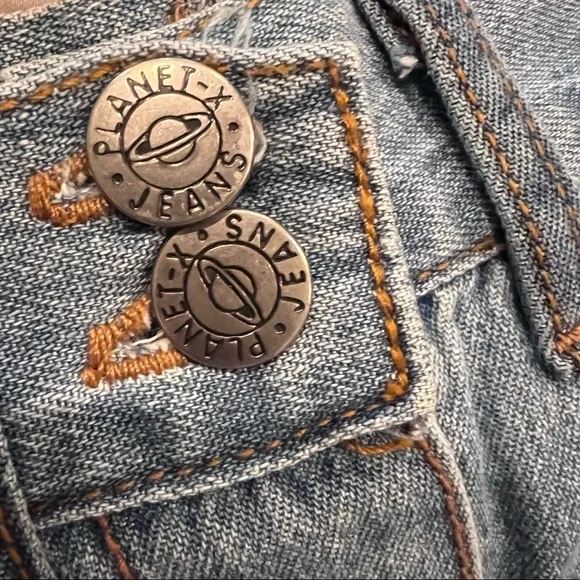 Vintage Planet-X Jeans Denim Button Front MIDI Skirt - Picture 4 of 7